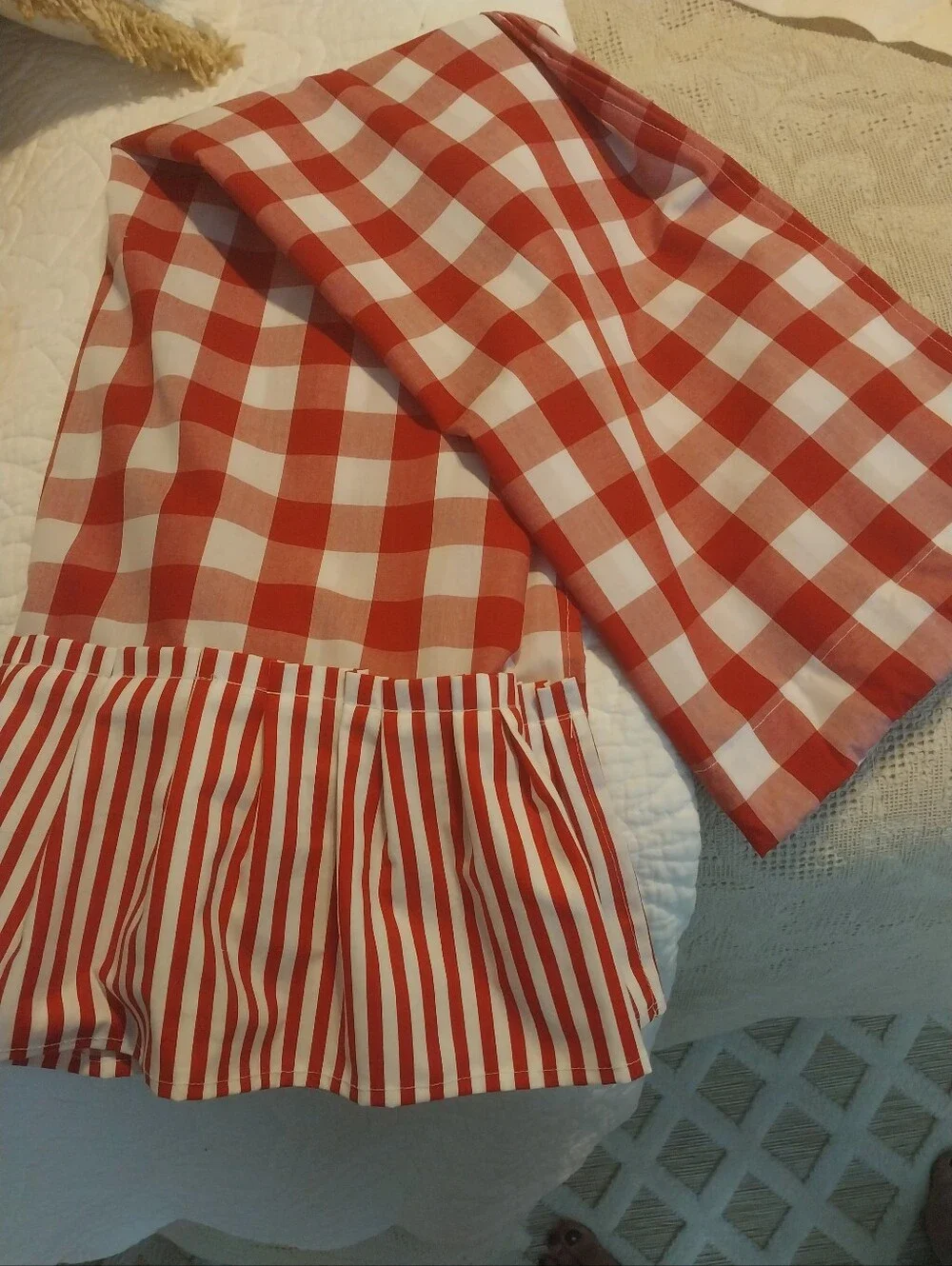 Cozy Red Gingham Kitchen Curtain Panel Set - Custom Made